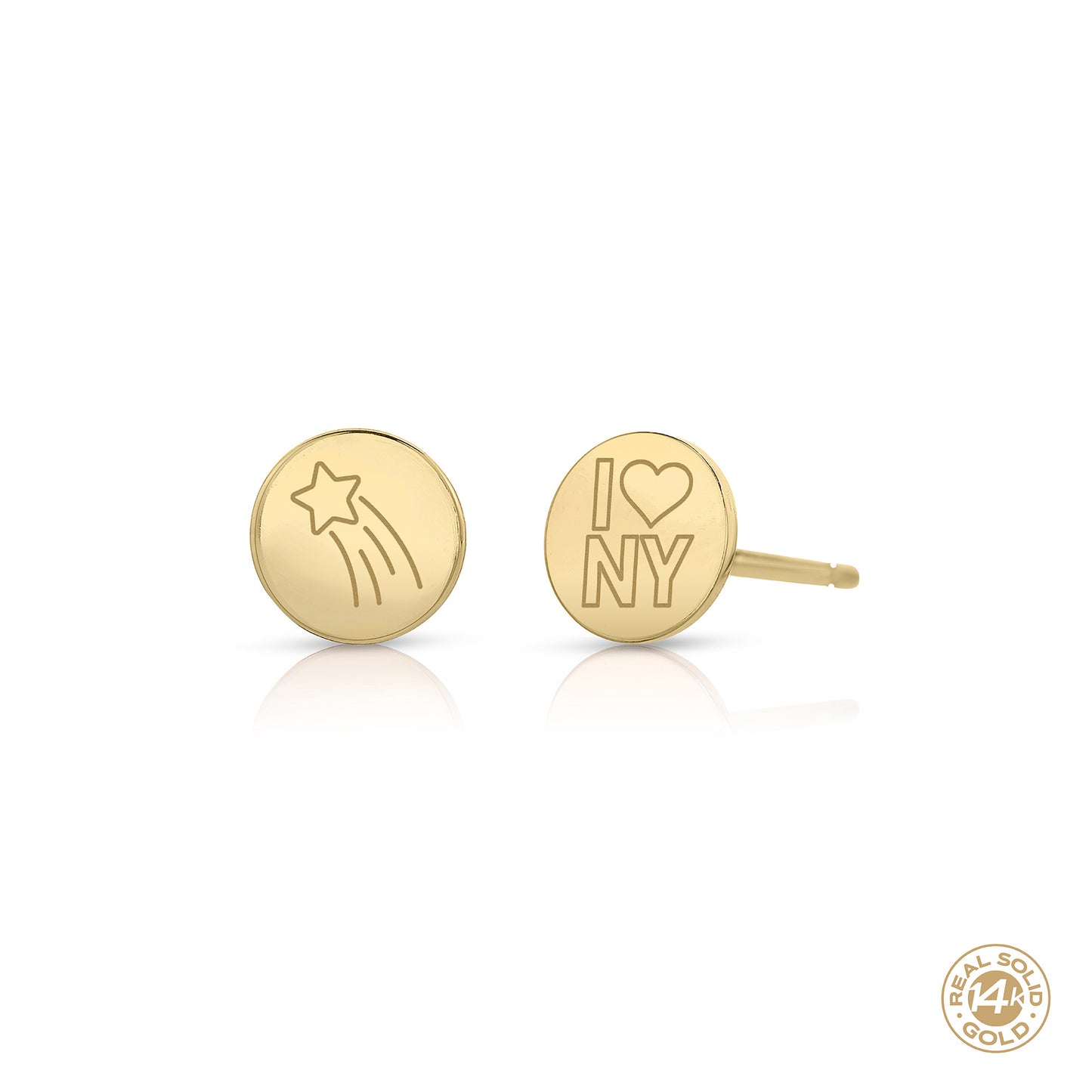 Personalized Mini Disc Earrings 14k with Custom Engravings