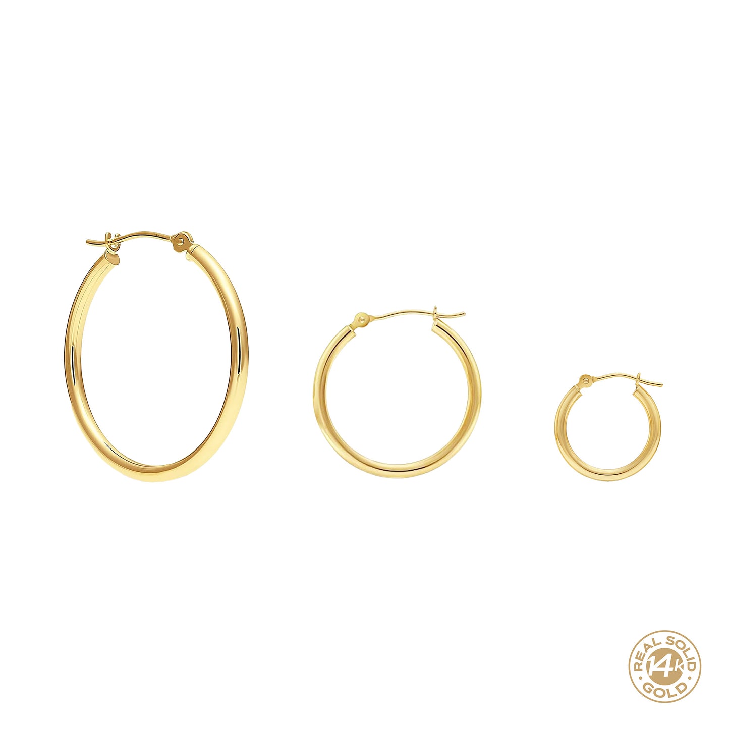 Hoop Earrings 14k Solid Gold S/M/L