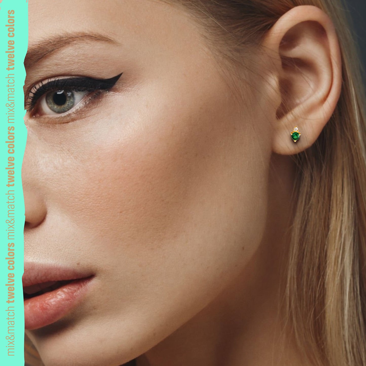Raindrop Birthstone Earring with Diamond - pick your gem!