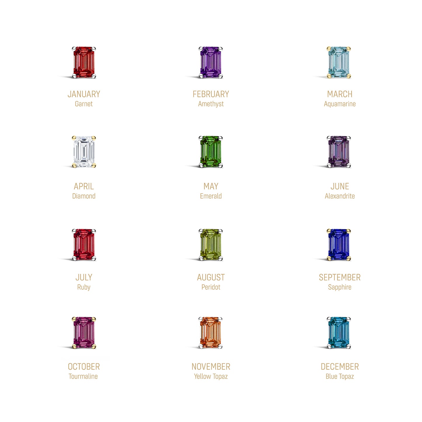 Emerald-Cut Solitaire Stud Earrings - pick your gem!