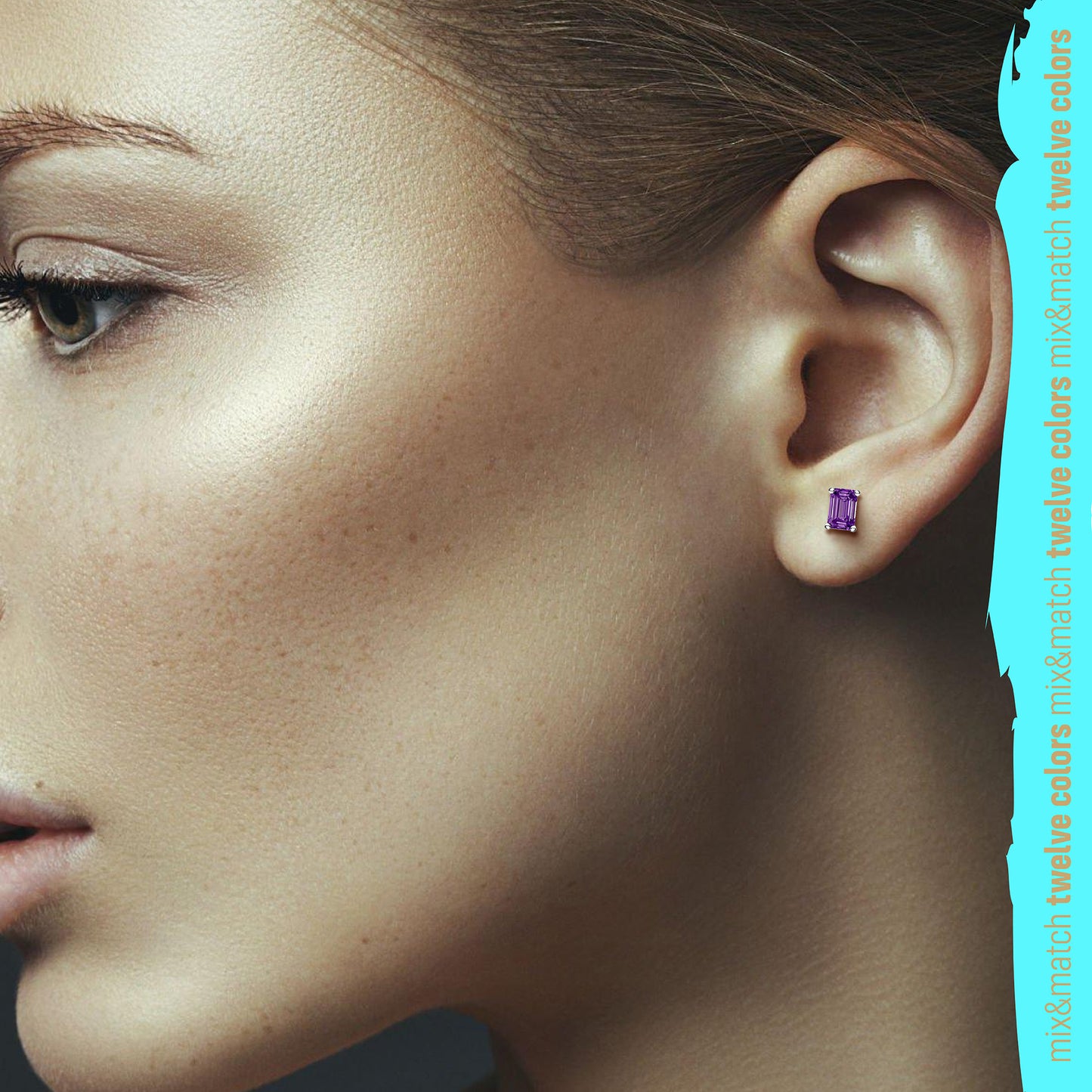 Emerald-Cut Solitaire Stud Earrings - pick your gem!