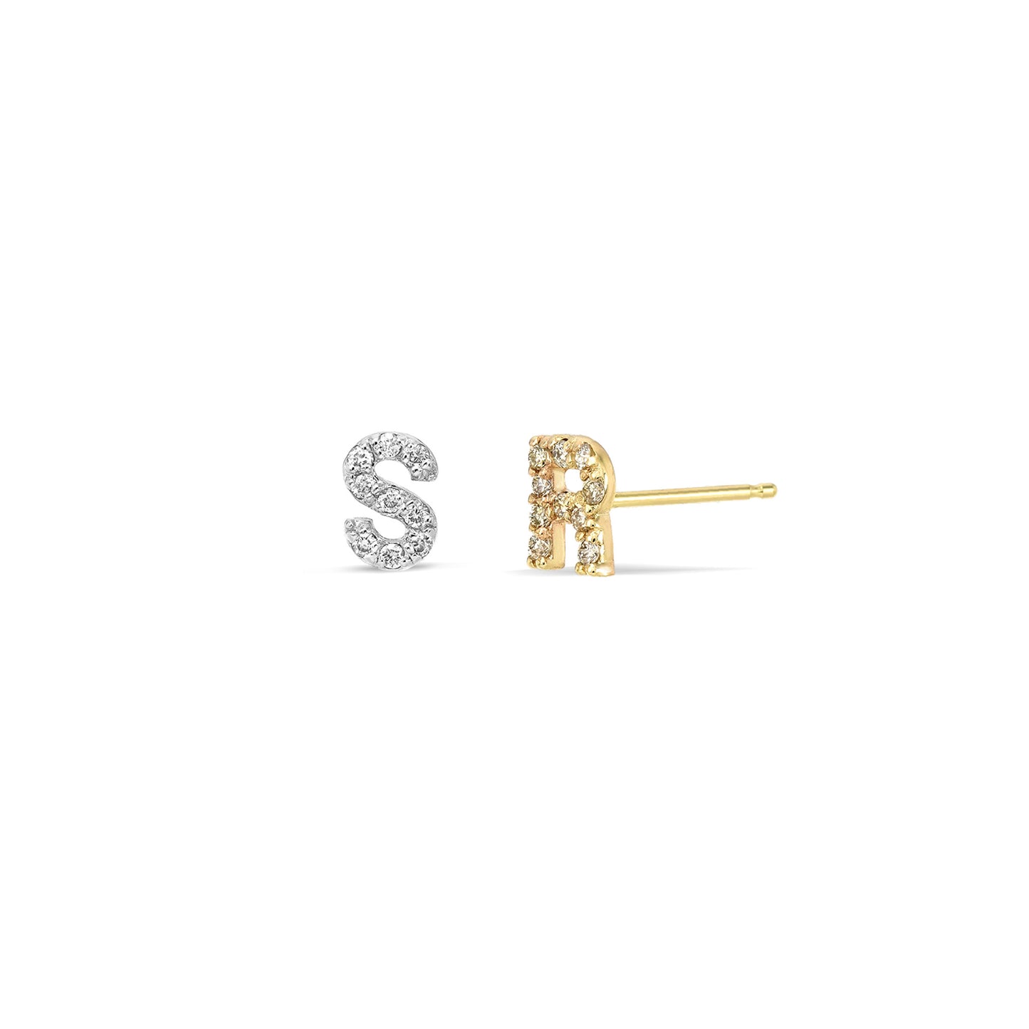 Diamond Letter Initial Stud Earrings