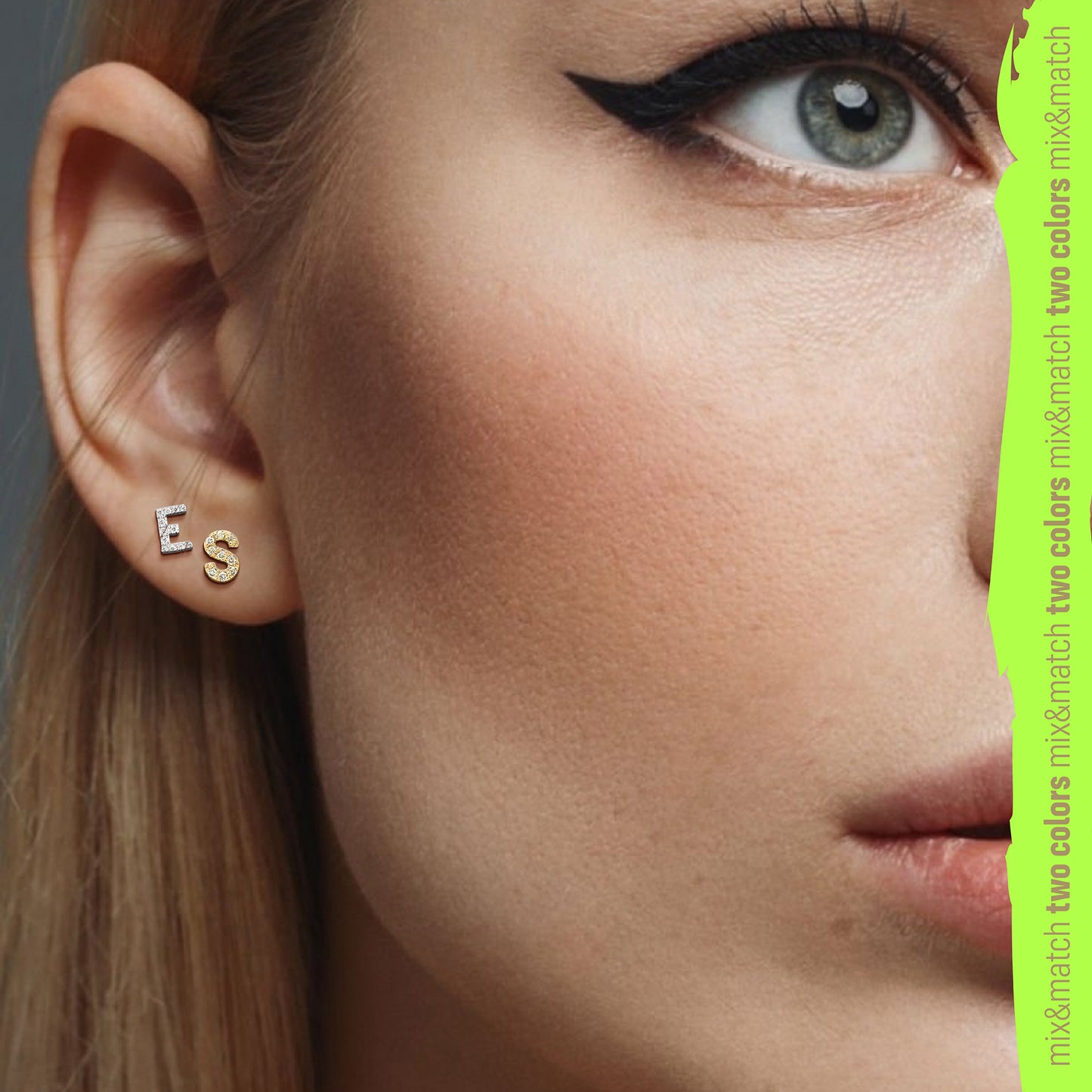Diamond Letter Initial Stud Earrings