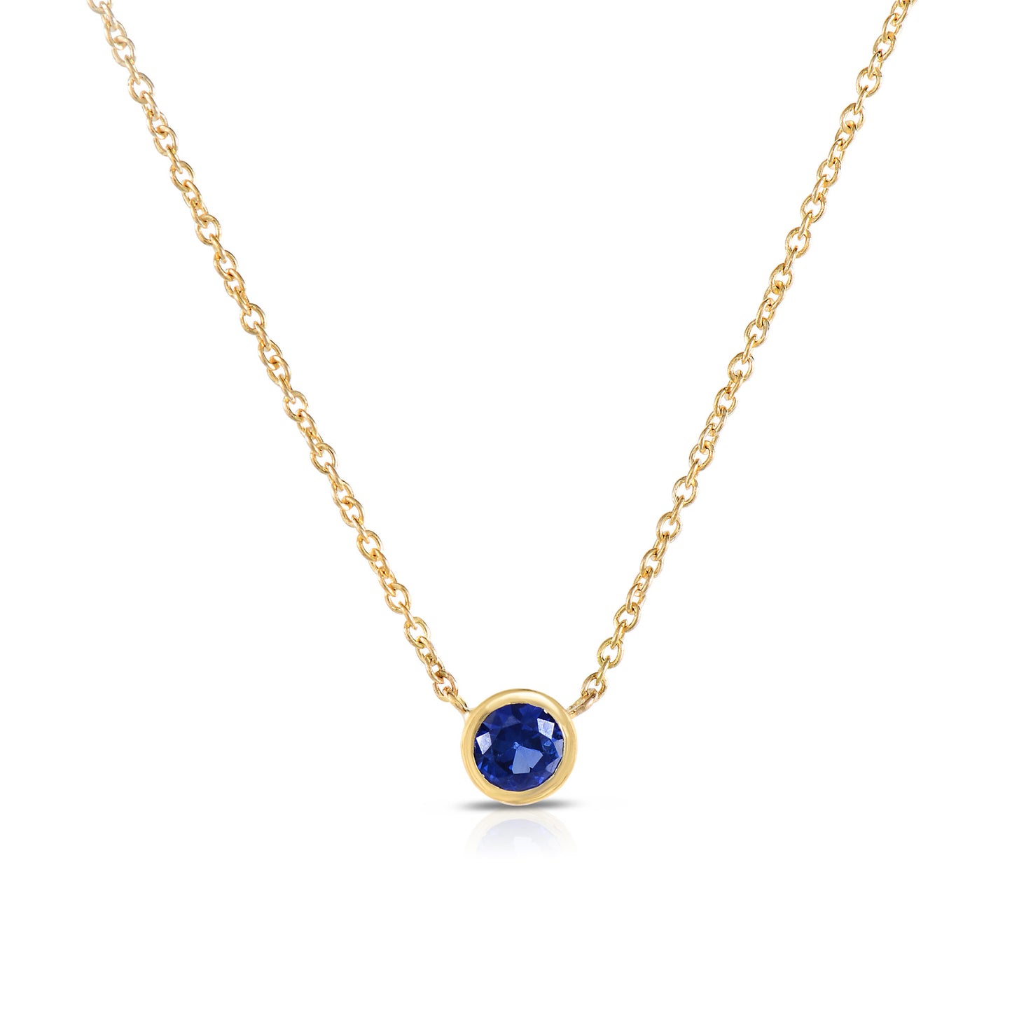 Blue Sapphire Bezel Necklace
