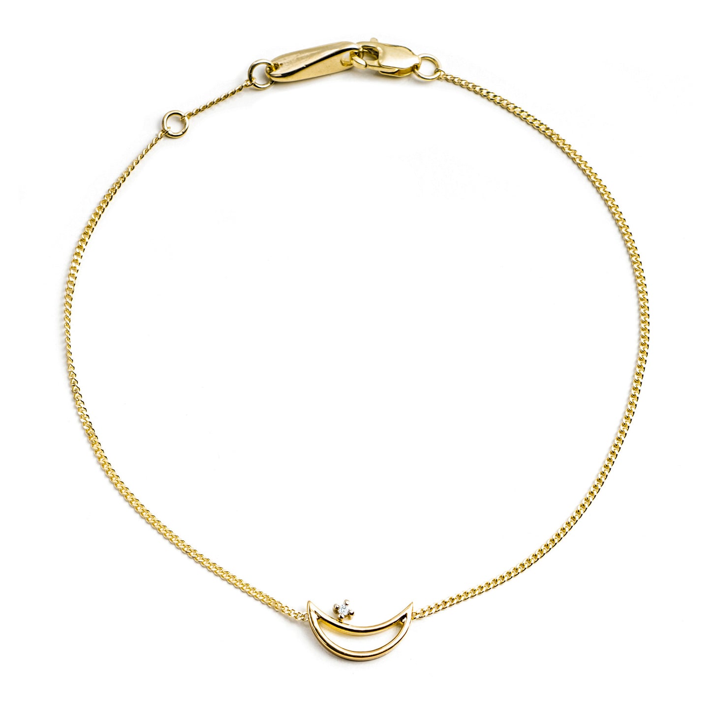 Twinkling Crescent Moon Bracelet 14k