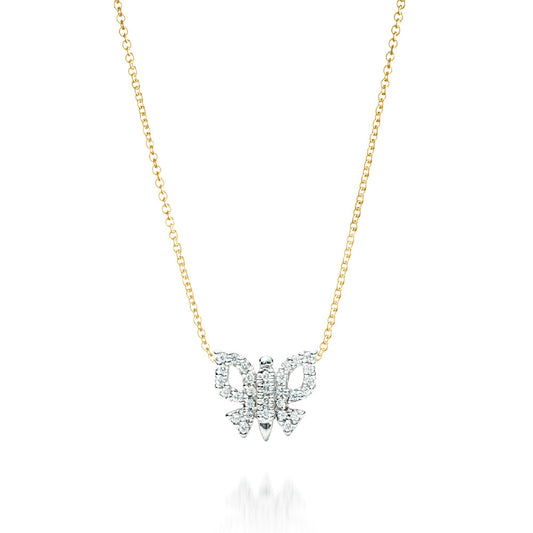 Diamond Butterfly Necklace 14K