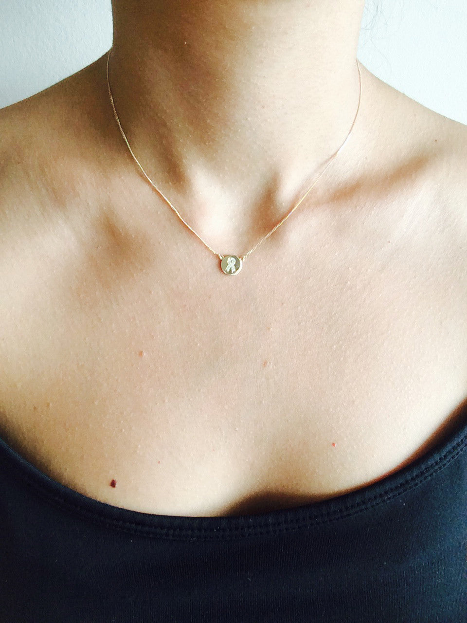 Diamond Letter Disc Necklace