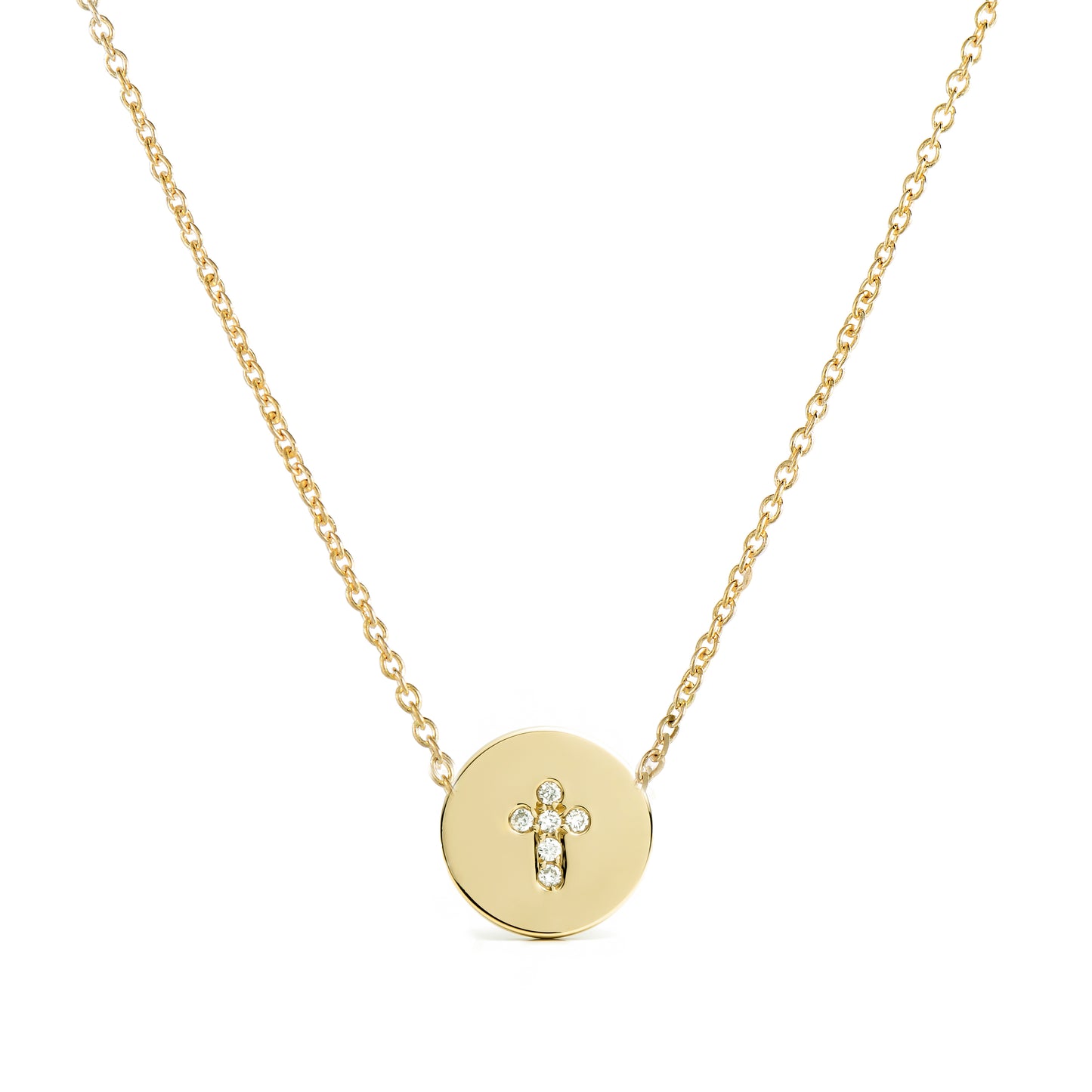 Diamond Cross Disc Necklace
