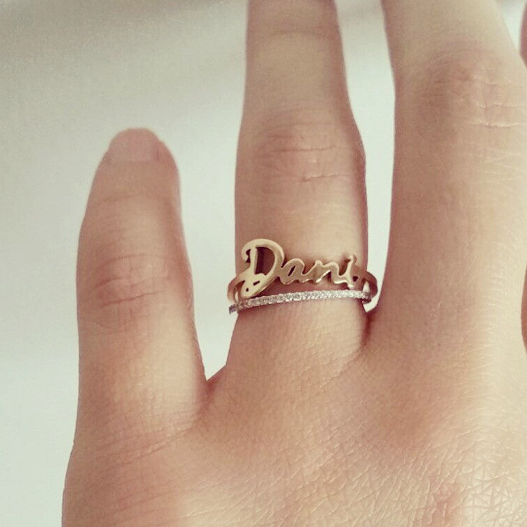 Freestyle Script Name Ring 14k
