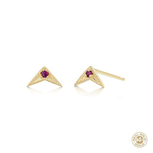 Arrow Ruby Earrings 14k