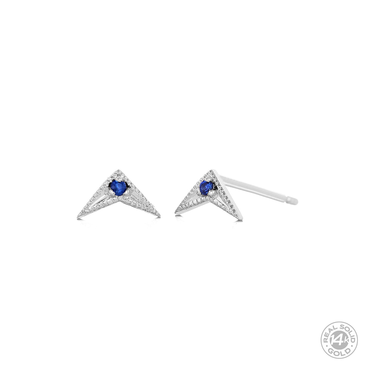 Arrow Blue Sapphire Earrings 14k