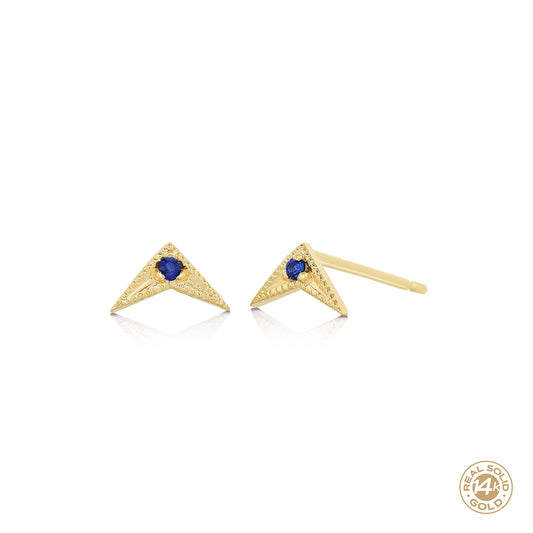 Arrow Blue Sapphire Earrings 14k