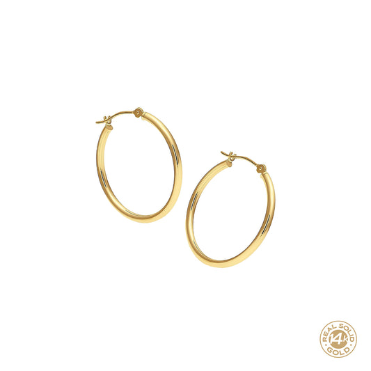 Hoop Earrings 14k Solid Gold S/M/L