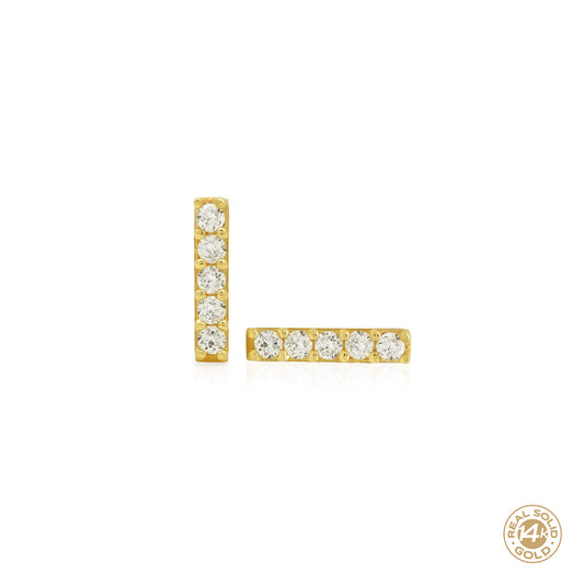 Tiny Diamond Bar Stud Earrings