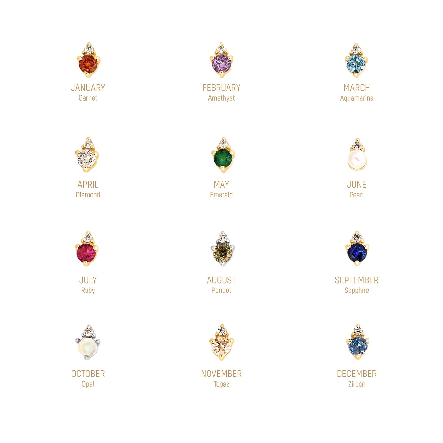 Raindrop Birthstone Earring with Diamond - pick your gem!