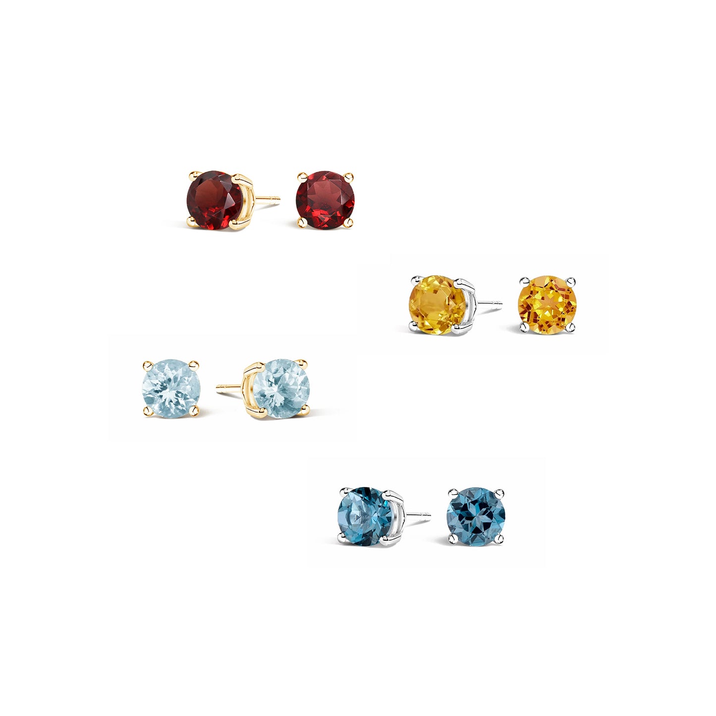 Solitaire Birthstone Stud Earrings - pick your gem!