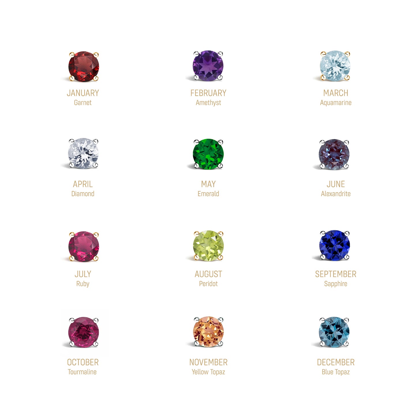 Solitaire Birthstone Stud Earrings - pick your gem!