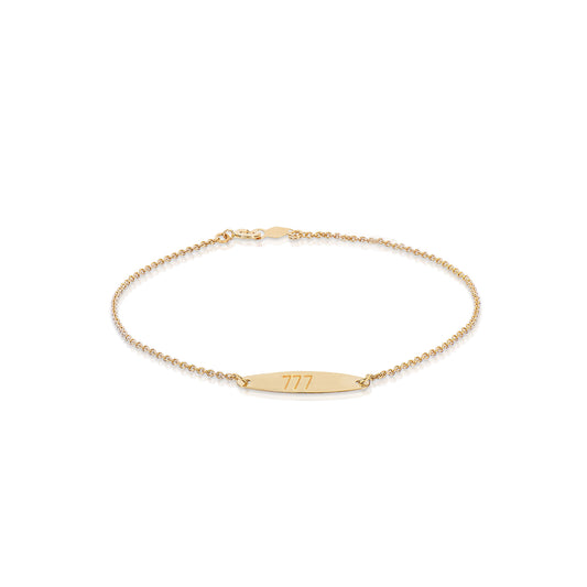 Lucky Angel Numbers ID Bracelet 14k Gold