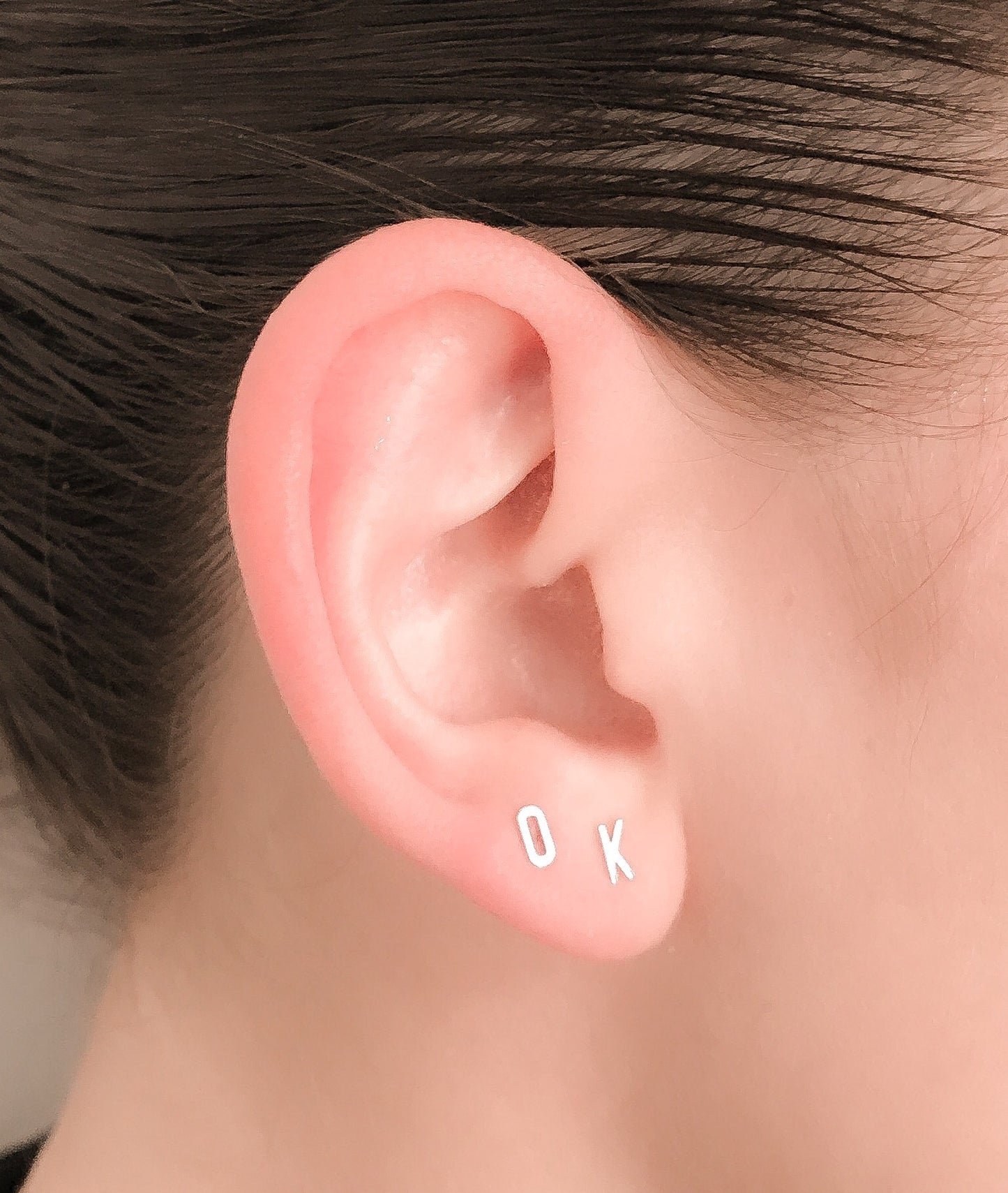Tiny Letter Initial Studs 14k