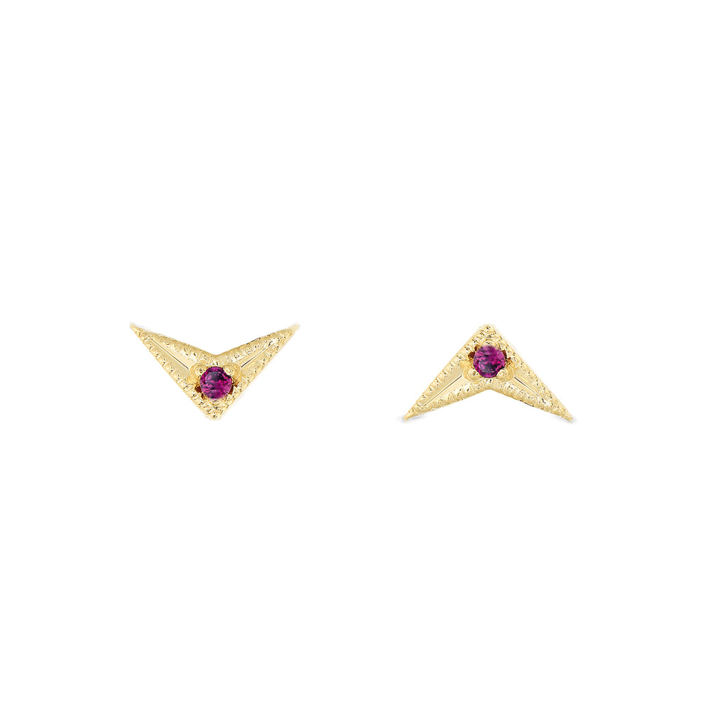 Arrow Ruby Earrings 14k