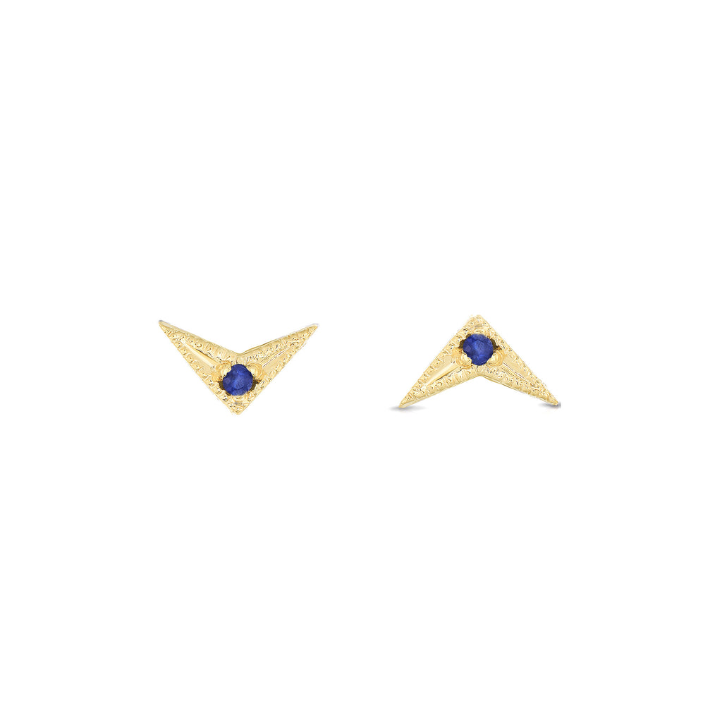 Arrow Blue Sapphire Earrings 14k