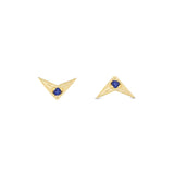Arrow Blue Sapphire Earrings 14k