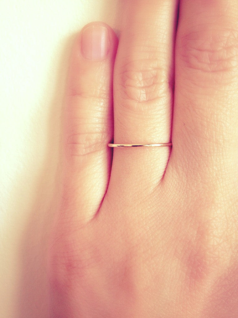 1mm Thin Gold Band 14k Rose