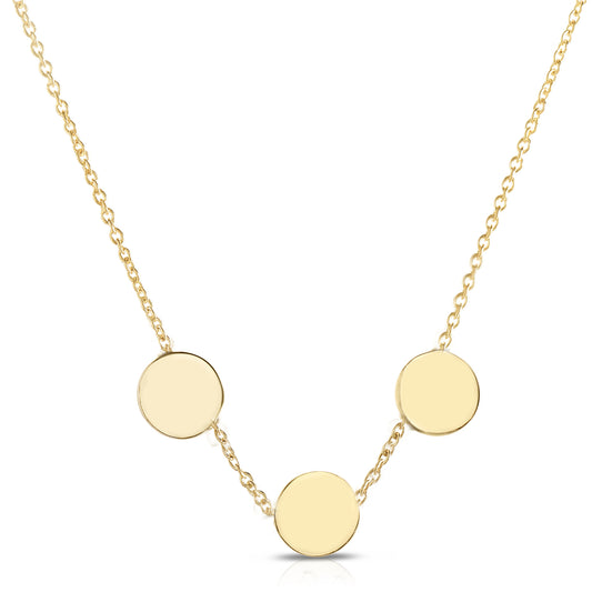 Personalized Trinity Disc Necklace 14K