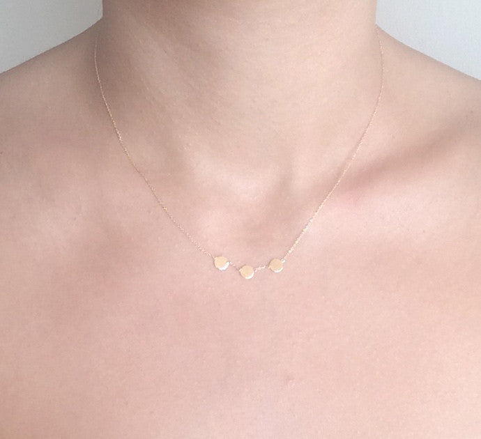 Personalized Trinity Disc Necklace 14K