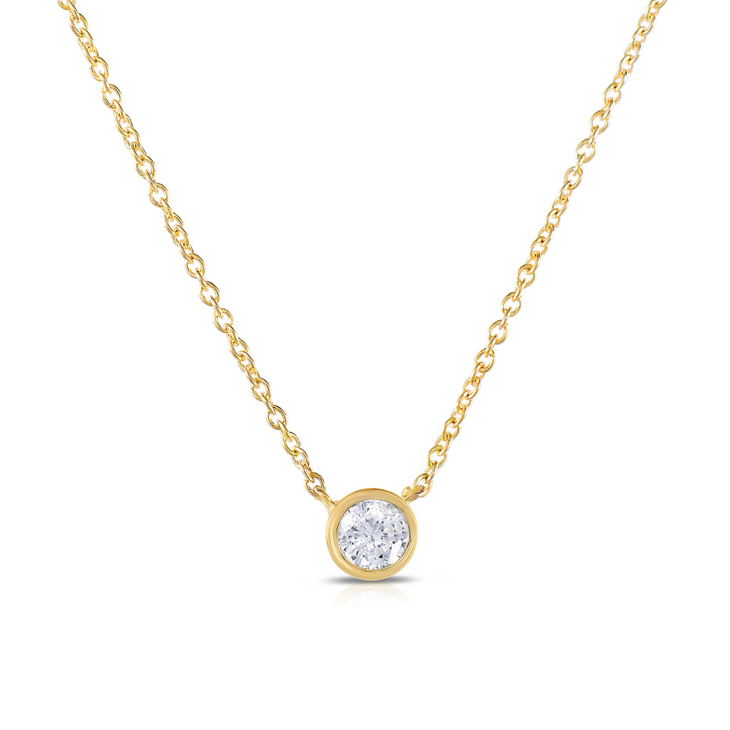 Diamond Solitaire Bezel Necklace .10 CT