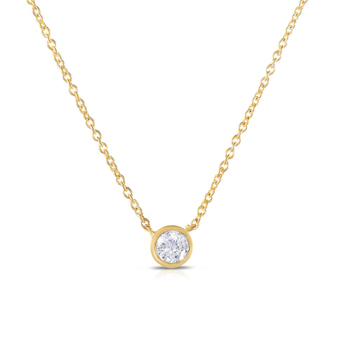 Diamond Solitaire Bezel Necklace .10 CT