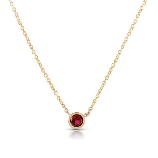 Ruby Solitaire Bezel Necklace
