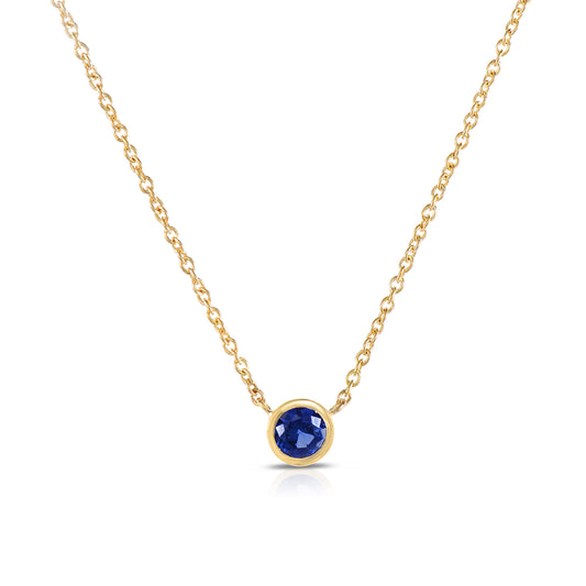 Blue Sapphire Bezel Necklace