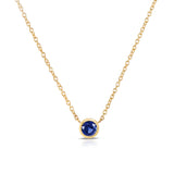 Blue Sapphire Bezel Necklace