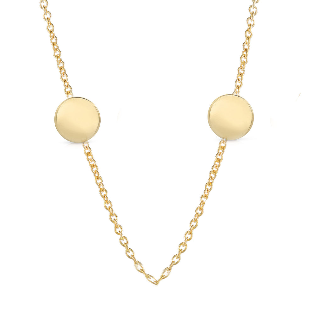 Petite Duo Disc 14k Gold Necklace - Engraving Optional