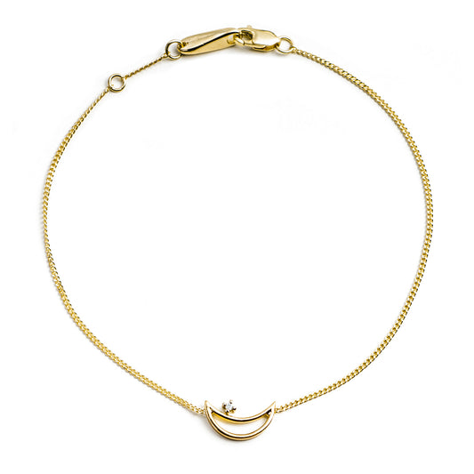 Twinkling Crescent Moon Bracelet 14k