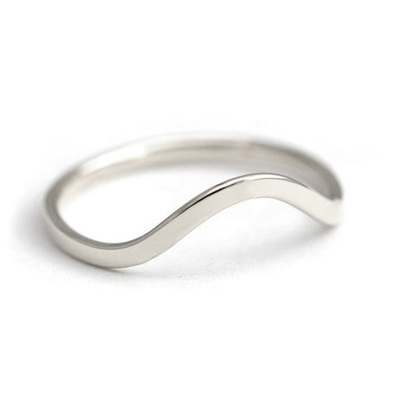 Curved Wedding Band 14k - White Gold