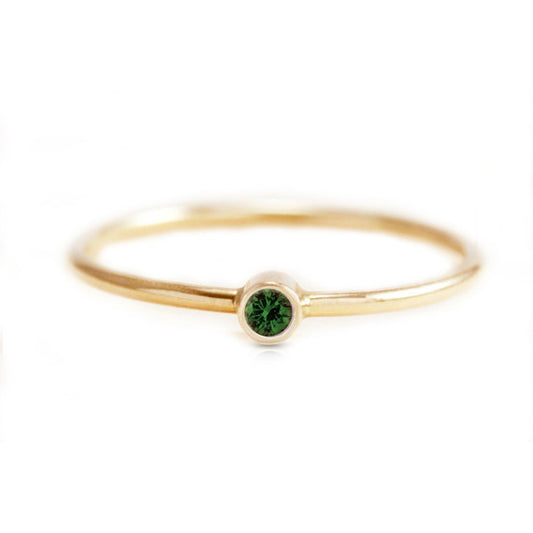 Skinny Bezel Emerald Ring 14K