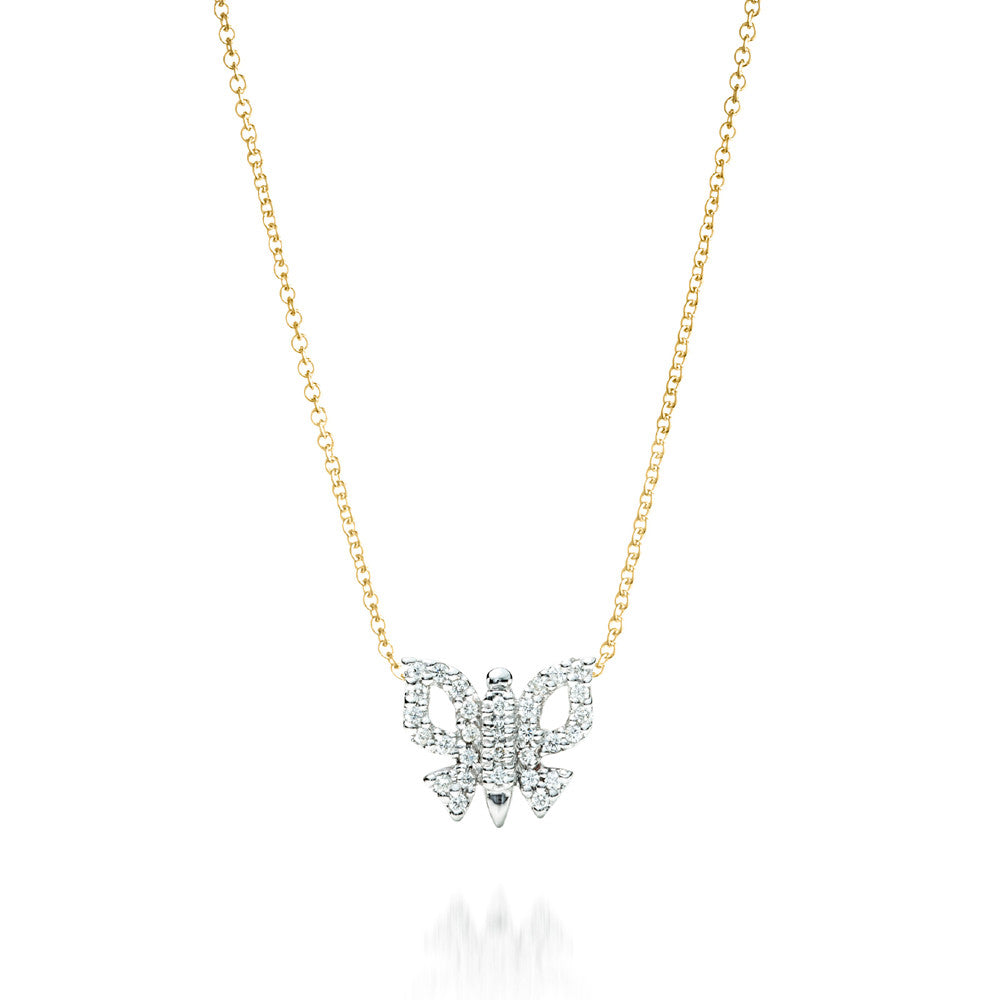 Diamond Butterfly Necklace 14K
