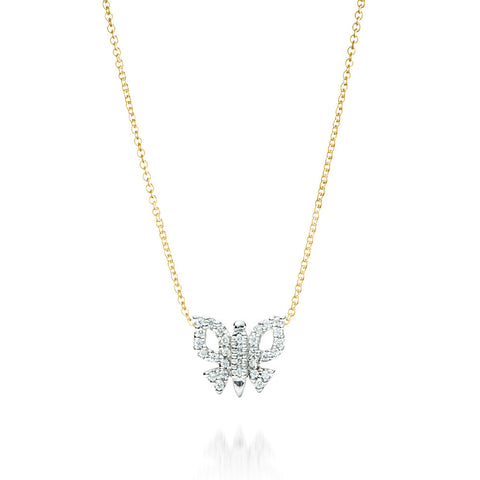 Diamond Butterfly Necklace 14K