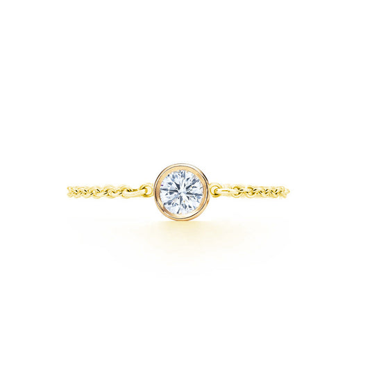 Diamond Chain Ring .10 CT - 14k Yellow