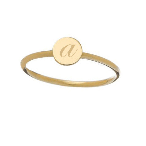 Tiny Disc Signet Ring 14k - Engravable