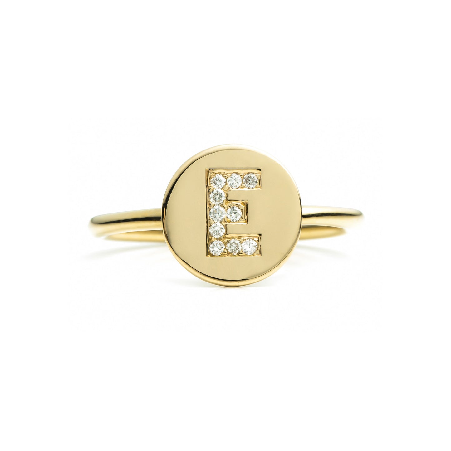 Diamond Initial Disc Ring 14k