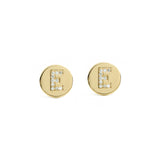 Diamond Initial Disc Earrings 14k