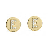 Diamond Initial Disc Earrings 14k