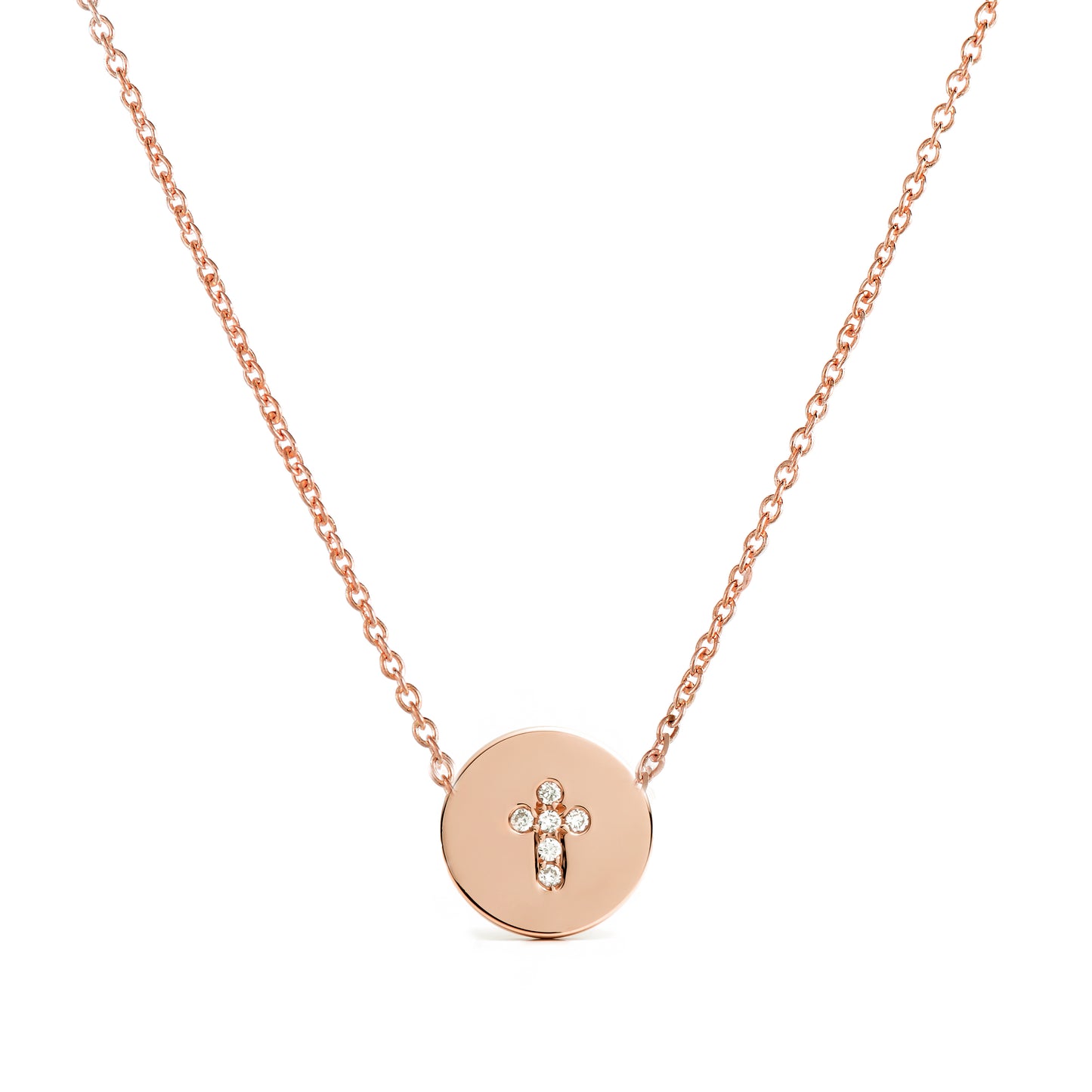 Diamond Cross Disc Necklace