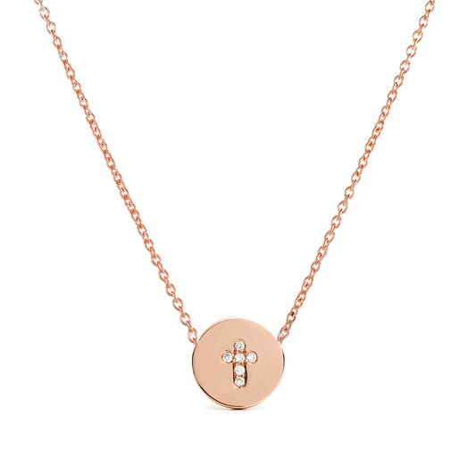 Diamond Cross Disc Necklace