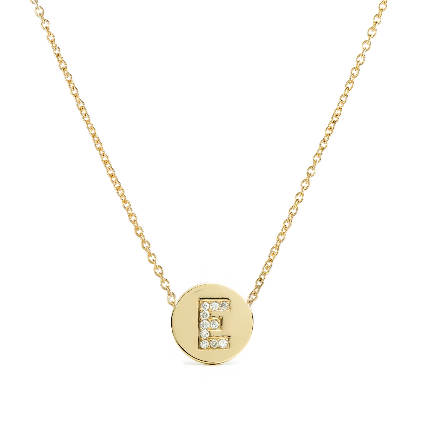 Diamond Initial Disc Necklace