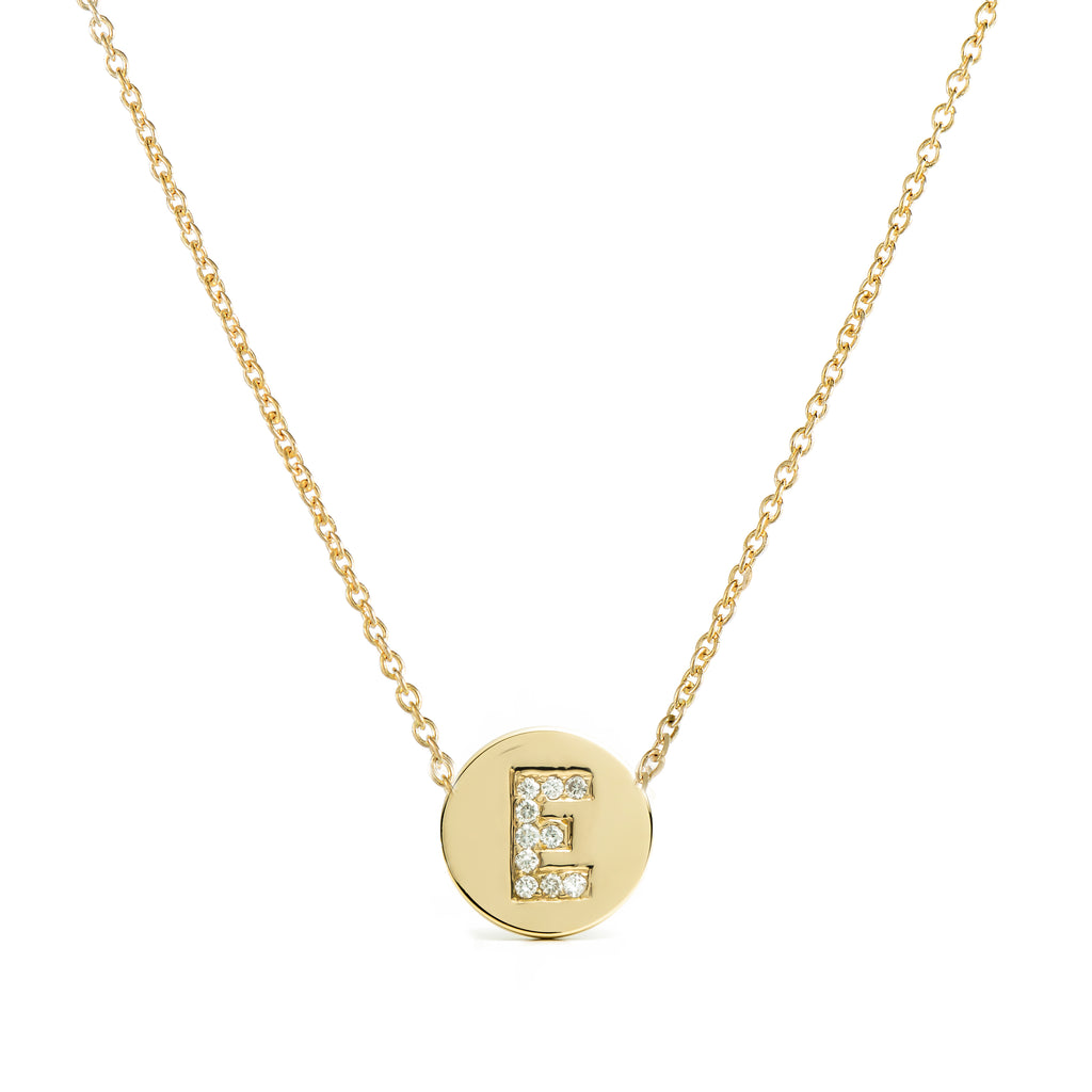 Diamond Initial Disc Necklace