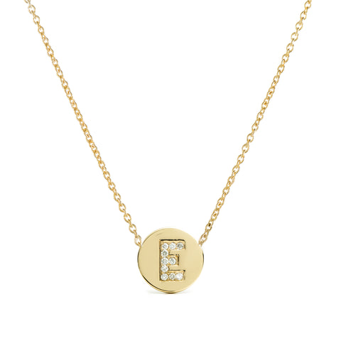 Diamond Initial Disc Necklace